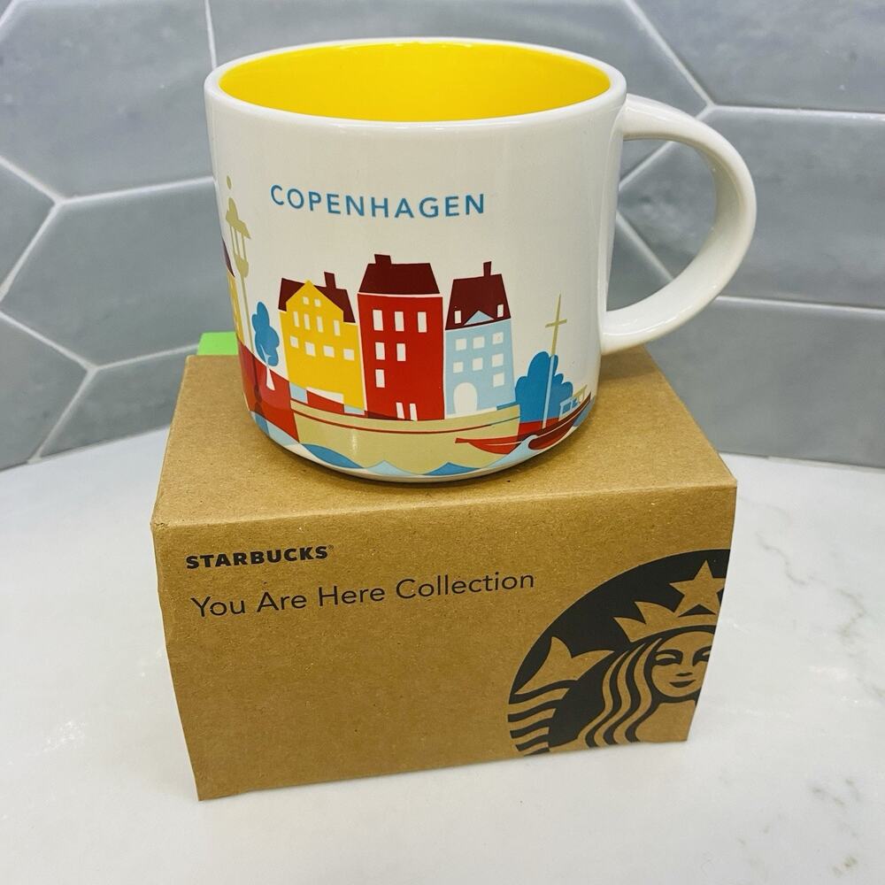 Starbucks Coffee Cup You Are Here Copenhagen Denmark 14 Oz Mug Bicycle Box 2023